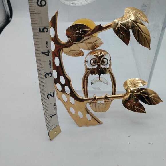 Vintage Mid Century Metal Owl 3D Window - Frig Art Gold Tone Wall Hang Brass - Picture 2 of 7